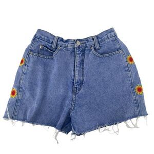 Vintage Blue Jean Shorts Nuovo Mom Shorts High Rise Floral Embroidered Size 7